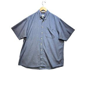 Forsyth Of Canada Mens Chambray Button-Down Shirt Large Blue Short Sleeve Casual